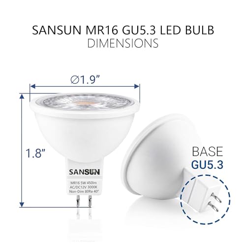 5W MR16 LED Landscape Light Bulbs, Low Voltage 12V Outdoor Landscape Spotlight and Indoor Track Light, GU5.3 Bi-Pin Base - Additional View