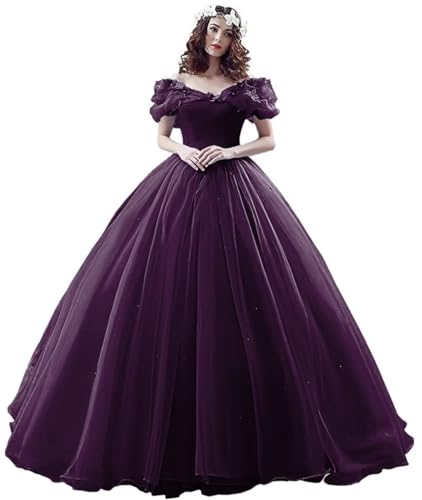 Image of Women's Off Shoulder Quinceanera Ball Gowns Masquerade Princess Long Prom Formal Evening Party Dress