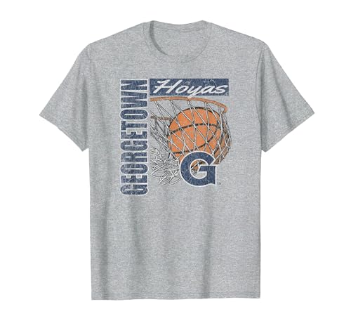 Georgetown Hoyas Vintage Basketball 90's Gray T-Shirt, Men, Heather Grey, 3X-Large