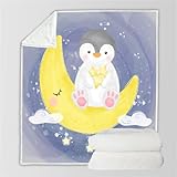 RFFLUX 3D Pinguin Kuscheldecke 100x130 cm Microfaser Flanell Decke Cartoon Pinguin Wohndecke Sommer Leichte Weiche Winter Warme Blanket Tagesdecke Sofadecke Couchdecke（Stil 100-12）