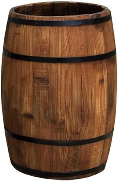 Macetero de barril de madera multiusos, macetero creativo de barril de whisky, barril de vino de madera maciza, adecuado para jardín y patio (23,6 pulgadas de alto)