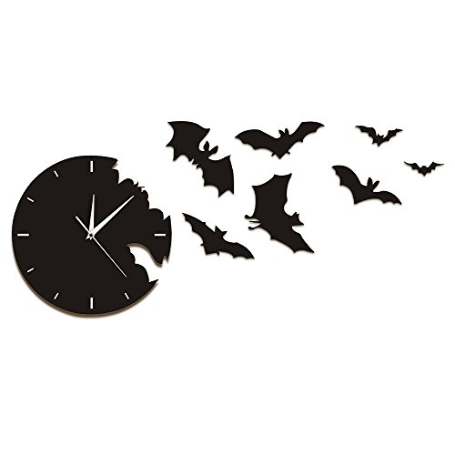 The Geeky Days A Bat Clock From The Escape Clock Bat Silhouette Silent Non Ticking Wall Clock Scary Bat Symbols Home Decor Contemporary Black Wall Watch #TOP5