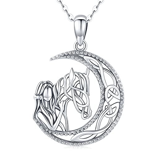 Eusense Collar Caballo Niña, Regalo Colgante Caballo Luna Celta Plata de Ley 925 Cover