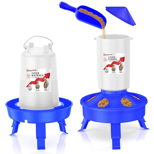ZenxyHoC Ensemble de mangeoire et Abreuvoir pour Poussins, mangeoire de 1,5 L et Abreuvoir de 1,5 L...