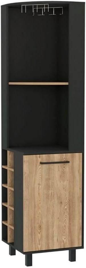 Tuhome FM Furniture Leah Corner Bar Cabinet, Two Shelves, Ten Built-in Wine Rack, Single Door Cabinet, Two Interior Shelves