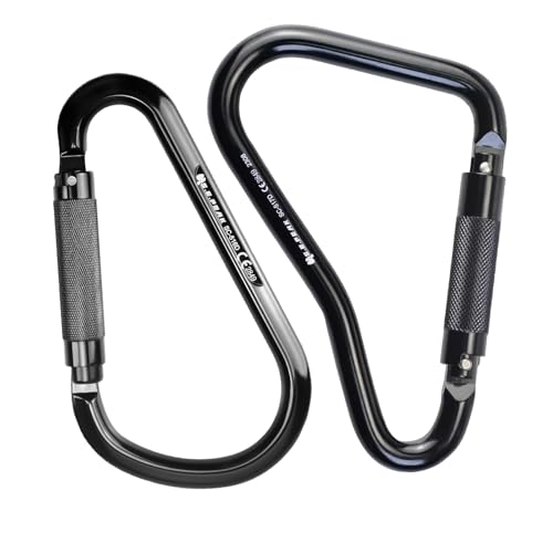 S.E.PEAK Aluminum Large Carabiner Auto Locking Ladder Hook, CE Certified Professional Heavy Duty Carabiners for Outdoor Climbing, Rappelling