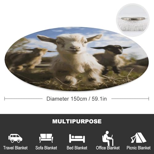Drap de plage rond anti sable microfibre coton absorbant à franges 150cm - 3