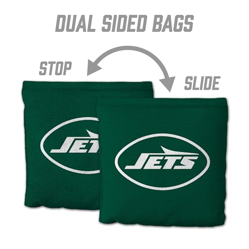 YouTheFan Officially-Licensed NFL New York Jets Set of 8 Cornhole Bags - All Weather Dual Sided Slide & Stop - Regulation Size with Carry case — view 2