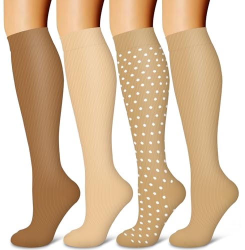 Image of Laite Hebe 4 Pairs-Compression Socks for Women&Men Circulation-Best Support for Nurses,Running,Athletic