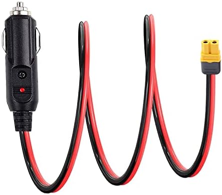 AJDPOI XT60 to Car Cigarette Lighter Plug Cigarette Lighter XT60 Extension Cable 12AWG XT60 Adapter Cable Compatible with Solar Panel RV Portable Power Station Solar Generator (3FT)