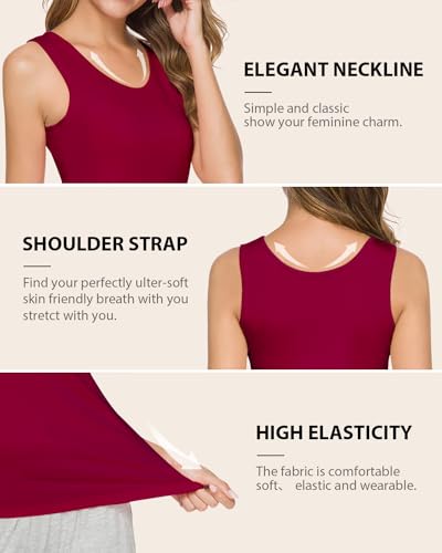 Image of AMVELOP Elastic Tank Tops for Women Undershirts Pack of 4 Slim-Fit