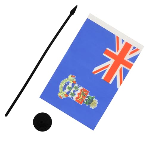 Image of Cayman Islands Table Flag 5'' x 8'' - Caymanian Desk Flag 21 x 14 cm - Black plastic stick and base - AZ FLAG