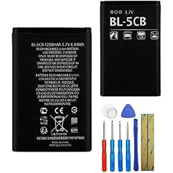 Cargador Nokia Bl-5Cb E-yiiviil Batería de repuesto BL-5CB compatible con Nokia 105 2019 Nokia 1800 E60 3600 3660 con herramientas
