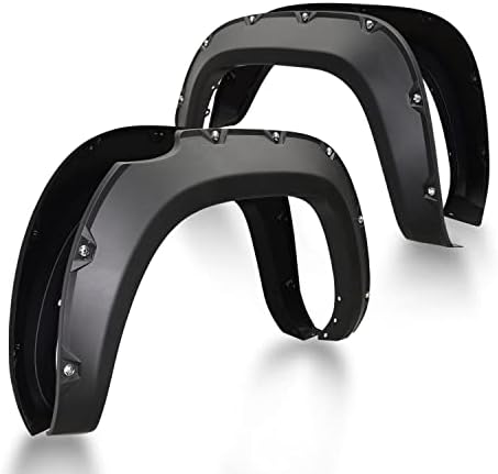 BuiltRough Fender Flares Cover Compatible with 2016-2023 Toyota Tacoma Pickup Truck Off-road Front & Rear Pocket Rivet Style Fenders Matte Black 4 Pcs (Single Rear Wheel only)