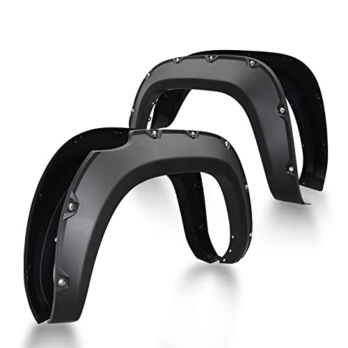 Builtrough Fender Flares Cover Compatible With 2016-2023 Toyota Tacoma Pickup Truck Off-Road Front & Rear Pocket Rivet Style Fenders Matte Black 4 Pcs (Single Rear Wheel Only) #TOP8