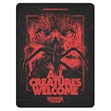 Stranger Things All Creatures Welcome Sherpa Blanket – Soft Fleece Throw with Cozy Plush Lining for Couches, Beds, Home and Office – Officially Licensed Netflix Merchandise, 60 x 80