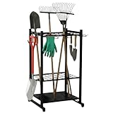 Heavy Duty Garden Tool Storage Rack, 50 Tool Capacity, Alloy Steel, Multi-Tier Shelving (Rack+Hooks)