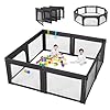 Foldable Baby Playpen, Shape & Size Adjustable Playpen for Toddler, 79×71 Large Play Pens Safety Mesh Foldable Playard for Babies, Portable Baby Fence Play Area Kids Play Pen, Black