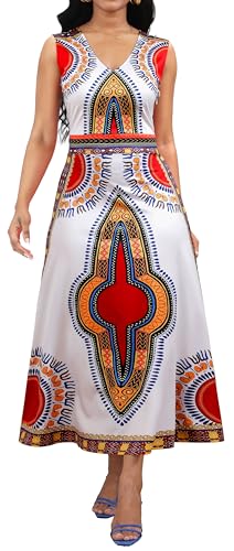 Image of VisiChenup African Print Dress for Women Casual Midi Dress