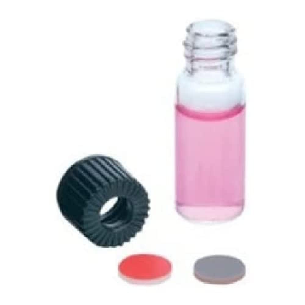 neoChoice neochrom Borosilikatglas Typ 1 Autosampler Vial mit Polypropylen Kappe und Loch/Sept, Butyl/PTFE, 1.2mL Kapazität, 32mm Höhe, 12mm Durchmesser, 100 Stück