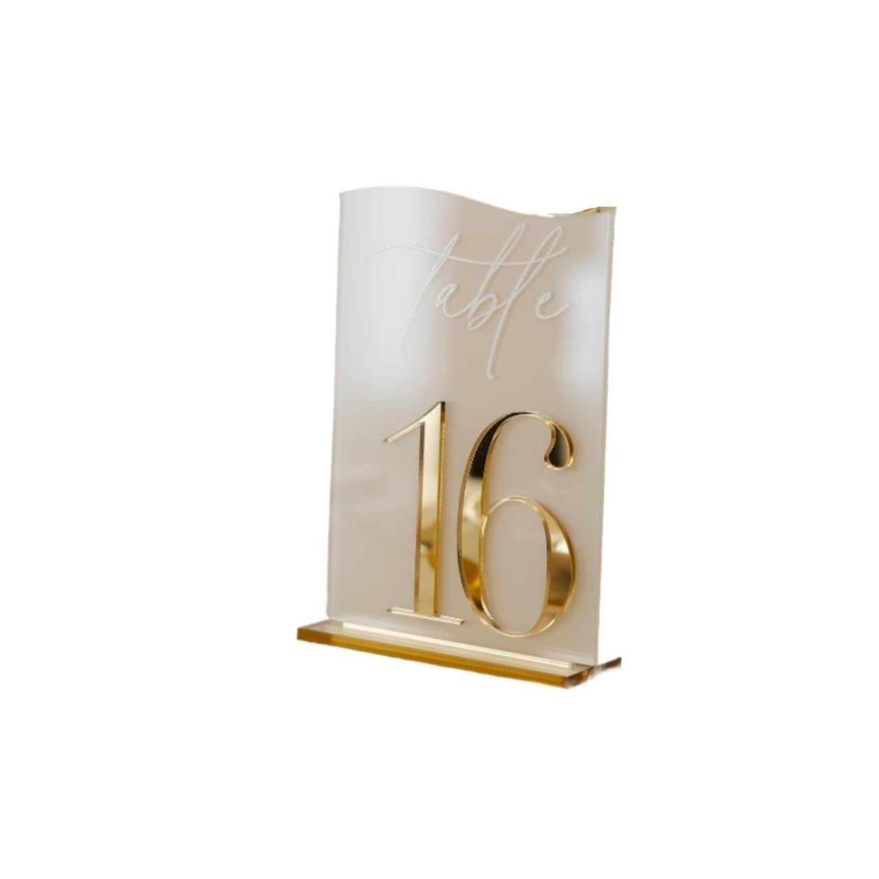 WSQHAO 5/10/15pcs Wedding Table Numbers with Stands 3D Gold Mirror Signs -Reception Decor-Table Setting for Party,Anniversary for Restaurant(Gold on frosted,Table 1-10)