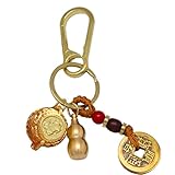 GrandSail Feng Shui Schlüsselanhänger mit chinesischem Sternzeichen – Amulett für Glück & Wohlstand – Mini-Schatztopf, 5 Kaiser-Münzen, Obsidian & Glückskürbis (Hase)