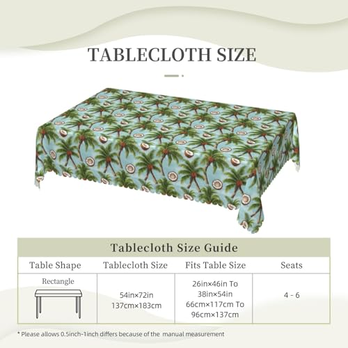 Nappe de table réutilisable sans pli 137x182 cm imprimé cocotier pour buffet extérieur