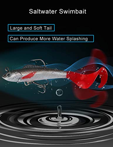Facikono Crappie Jigs Lures Bass Baits Fishing Saltwater Freshwater, Jig Head Soft Plastic Swimbait With Rolling Swivel Snaps #TOP2