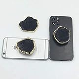 Crystal Phone Grip & Stand Clear Druzy Healing Natural Stone Crystal Phone Accessory (Black)