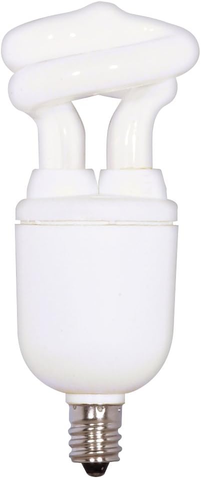 Satco S7366 13-Watt Candelabra Base T2 Mini Spiral, 5000K, 120V, Equivalent to 60-Watt Incandescent Lamp for Enclosed Fixtures