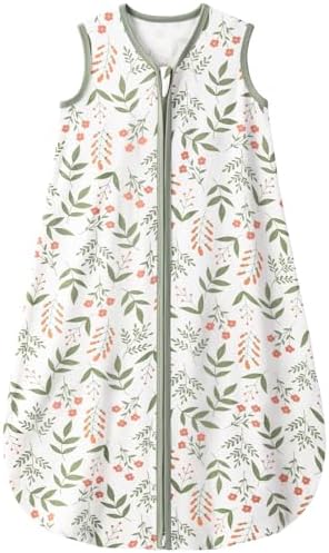 Yoofoss Baby Sleep Sack 12-18 Months 0.5 TOG Baby Wearable Blanket, 100% Organic Cotton Infant Toddler Sleeping Sack 2-Way Zipper Lightweight Sleep Sack, Flower