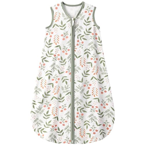 Image of Yoofoss Baby Sleep Sack 12-18 Months 0.5 TOG Baby Wearable Blanket, 100% Organic Cotton Infant Toddler Sleeping Sack 2-Way Zipper Lightweight Sleep Sack, Flower