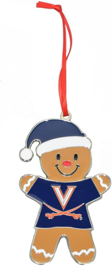 Virginia Cavaliers (UVA) Gingerbread Man Metal Christmas Ornament