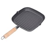 Tomedny Griglia per piano cottura, padella per bistecca in ghisa Piastra versatile con man...