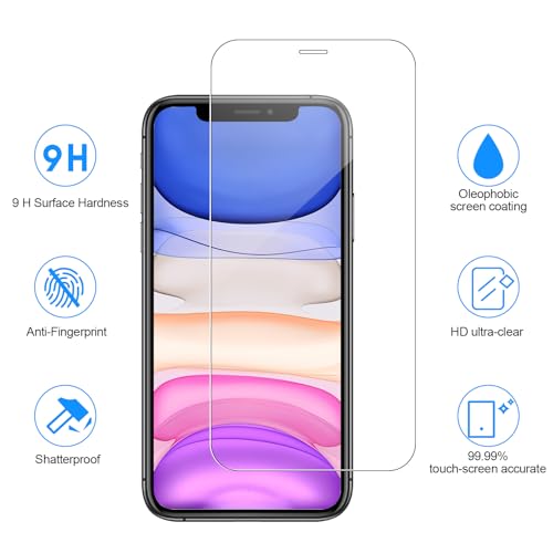 SIBEITU 3 Pack Screen Protector for iPhone 11 Pro Max with 3 Pack Tempered Glass Camera Lens Protector, 6.5 Inch HD Clear 9H Hardness Tempered Glass Film, Scratch Resistent, Easy Installation
