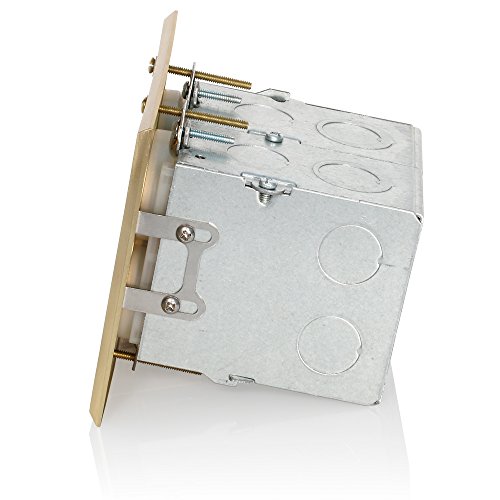 Leviton 35349-Tfb 2-Gang Duplex Receptacle Floor Box Assembly, Tamper-Resistant, Brass Finish, 20-Amp, 125V #TOP1