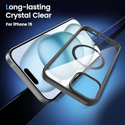 Image of ArmourPro MagSafe Compatible Case for iPhone 15, Magnetic Wireless Charging Back Cover with Clear Back, Flexible TPU Bumper, Camera Protection | Black
