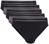 Sportstreifen am Bund Amazon-Marke: find. Herren Slip aus Baumwolle, 5er-Pack, Mehrfarbig (Black X3, Charcoal X2), L, Label: L