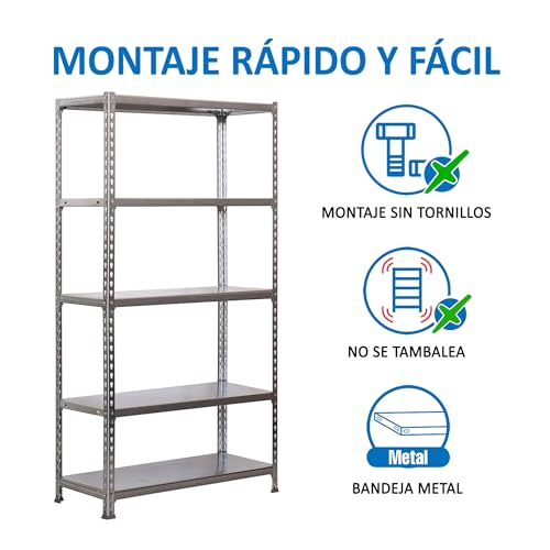 Simon Rack Simonclick Regal mit 5 Ebenen, 180 kg Tragkraft und Biegepunkt, 2000 x 1000 x 300 mm, Schwerlastregal, Garagenregal, verzinkt