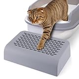 ondware Cat Litter Box Ramp Step, Non-Slip Litter Trapper Platform Reduces Tracking, Easy Clean Pedal for Kitten and Senior Cats, Fits Most Litter Boxes, 11.2x7.3x3 Inches