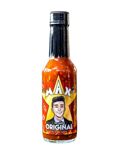 Max Flame-ous Original Hot Sauce - Sweet & Fruity Garlic Habanero Blend with Carrot & Onion | Thick Sauce | Medium Heat | All Purpose Flavor Booster | Best, Unique, Tasty, Spicy | Cooking | 5 Fl Oz Glass Bottle