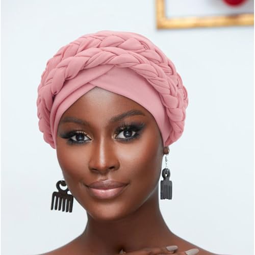 African Women Turban Caps Pre-Tied Twisted Turbans Head Scarf for Women Hair Wraps Cover Beanie Cancer Chemo Headwear - Thumbnail 5