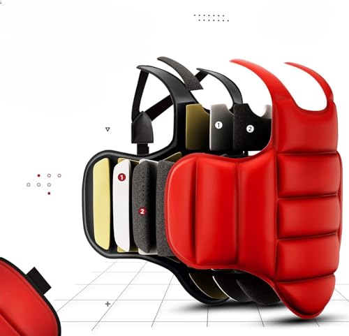 THE WHITE SHOP Boxing Body Protector Reversible, Kickboxing Muay Thai Chest Guard, Sparring Training Heavy Punching, Adjustable Shield, Martial Arts Upper Belly Protection Pad, Taekwondo Vest (Color
