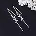 SLUYNZ 925 Sterling Silver Sparkling CZ Droplet Dangle Earrings for Women Elegant Long Threader Earrings (A-Silver)