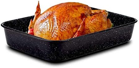 NAVA Baking Tray Deep Baking Tray with Granite Coating Nature for Baking Meat Cakes 40 x 28 x 7 cm 6 Litres