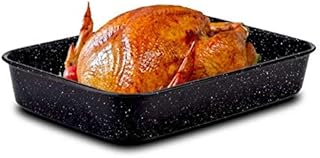 NAVA Baking Tray Deep Baking Tray with Granite Coating Nature for Baking Meat Cakes 40 x 28 x 7 cm 6 Litres