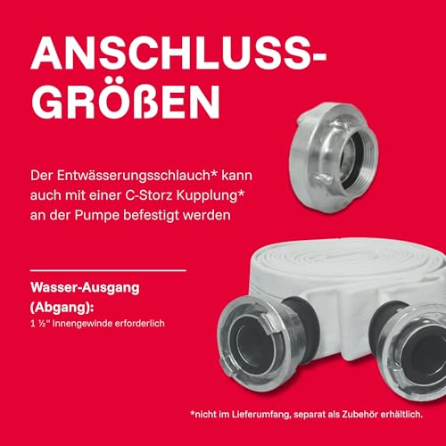 T.I.P. Drainage-Tauchpumpe I-Compac 7500 Kunststoff mit Schwimmerschalter für Schmutzwasser 400W Rot, 30190
