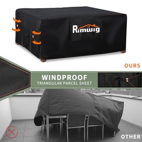 Patio Furniture Set Covers Waterproof, Outdoor Sectional Sofa Couch Set Covers Waterproof, Garden Dining Table Chair Set Cover Outside Rectangular Heavy Duty Weatherproof 85\" L x 55\" W x 28\" H Black