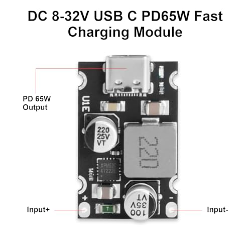 PD65W Schnelllademodul,QIQIAZI Schnelllademodul 12V-30V auf USB-C PD3.1 QC3.0 mit Typ-C Port,USB Buck Converter DC-DC Step Down Module für Telefon-Schnellladung(5 Stück)