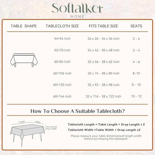 Softalker Cream Table Cloth Rectangular 52 x 70 Inch Linen Textured Outdoor Tablecloth Stain and Wrinkle Resistant Table Cover for Spring,Easter,Summer,Tea Party,Kitchen Boho Decor Small Tabletop by Softalker - Image 7